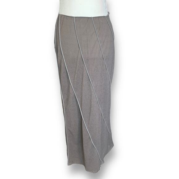 Y2K Ann Ferriday Los Angeles Gossimer Taupe Maxi Skirt Exposed Seam Sheer - Picture 9 of 9